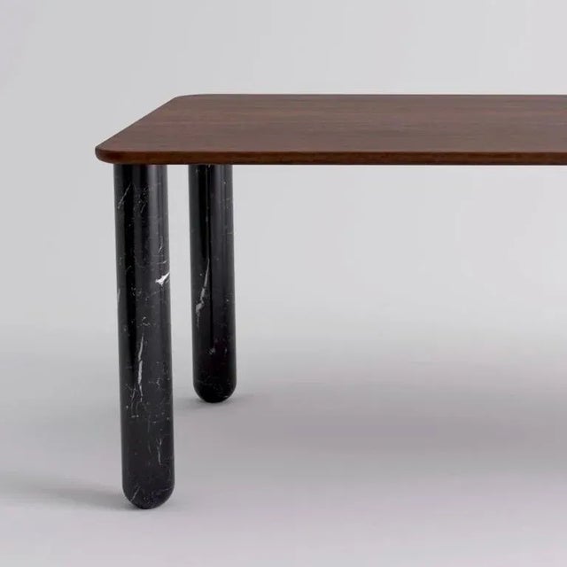 Contemporary XLarge Walnut and Black Marble Sunday Dining Table by Jean-Baptiste Souletie For Sale - Image 3 of 11