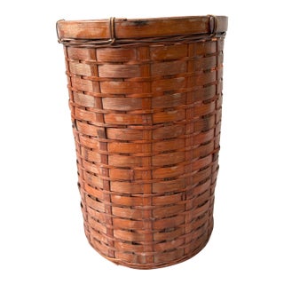 Vintage Bamboo Waste Basket For Sale