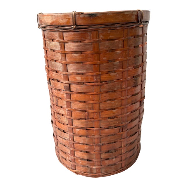 Vintage Bamboo Waste Basket For Sale