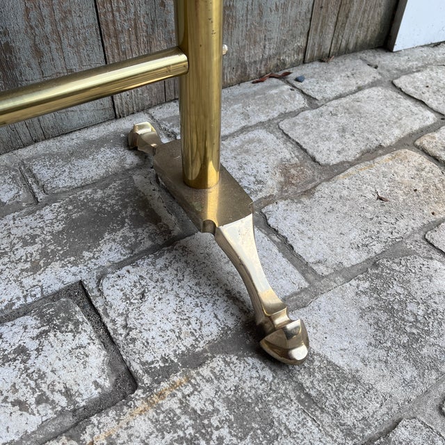1970s Vintage MCM Brass Three-Bar Towel Rack With Hoof Feet For Sale - Image 5 of 10
