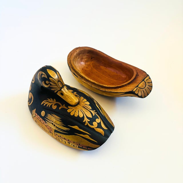 Late 20th Century Vintage Carved Wood Duck Box For Sale - Image 5 of 13