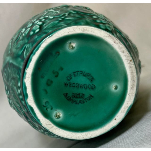 Small Antique Green Wedgwood Etruria Pitcher/Jug With Grape Vine