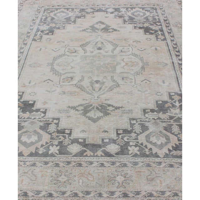 Vintage Turkish Oushak Rug in Soft Gray, Pale Blue, and Washed Charcoal 8'0 X 11'0 For Sale In Atlanta - Image 6 of 9