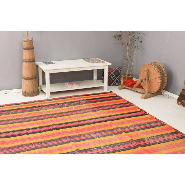 Mid 20th Century Pink & Yellow Vintage Kilim Rug For Sale In Los Angeles - Image 6 of 7