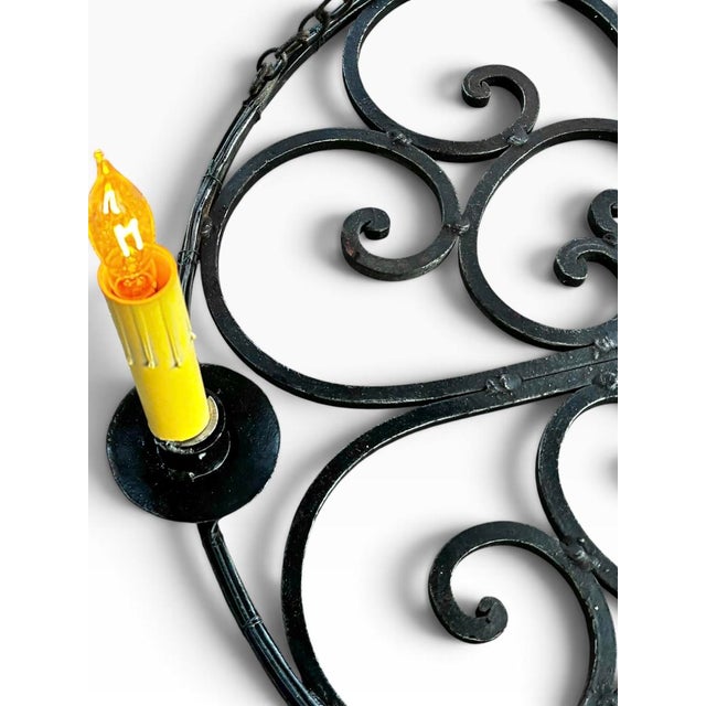 Antique Gothic Hand-Forged Wrought Iron Corona Four Light Chandelier For Sale - Image 6 of 12