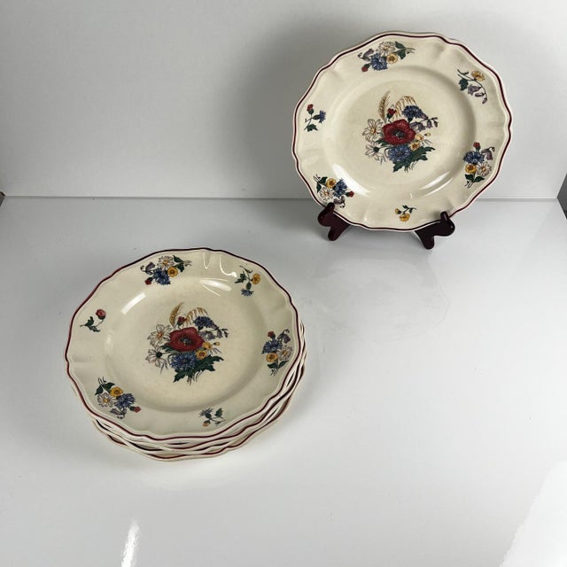 20th Century Flat Semi-Deep Agreste Plates from Sarreguemines, 1930s, Set of 6 For Sale - Image 4 of 11