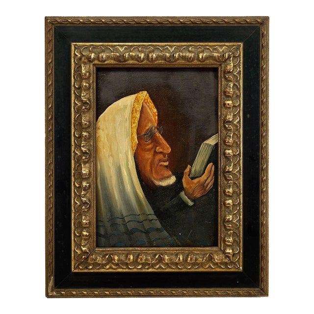 Unknown, Belgian Modernist Judaica Oil Portrait of a Rabbi For Sale