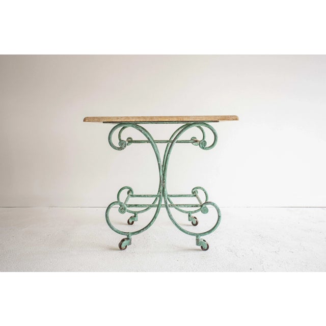French 19th Century French Iron Patisserie Table With Travertine Top For Sale - Image 3 of 7