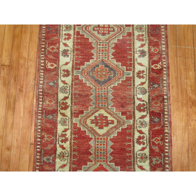 Late 20th Century Zabihi Collection Brick Red Turkish Geometric Runner - 2'10" x 11'7" For Sale - Image 4 of 5