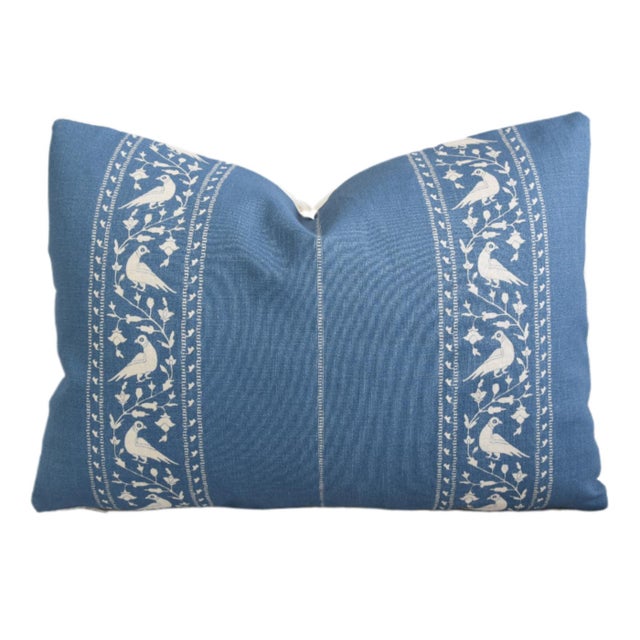 Shabby Chic Designer Lisa Fine Indigo Blue Baroda II Feather/Down Pillow For Sale - Image 3 of 5