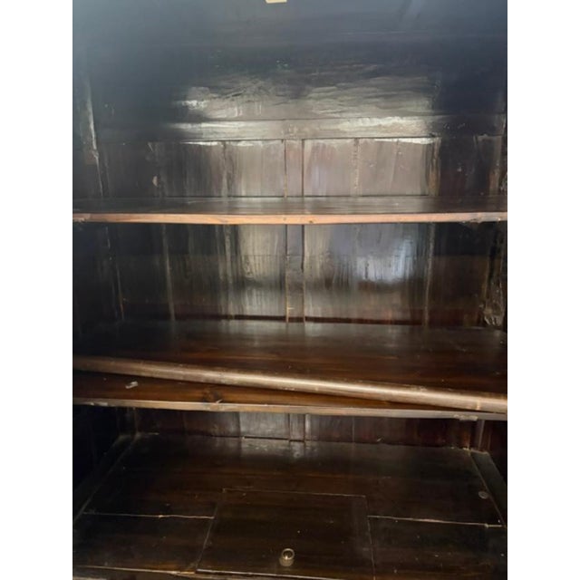 1920s Antique Asian Chinoiserie Large 90 Inches Tall La Painted Cabinet For Sale - Image 5 of 7