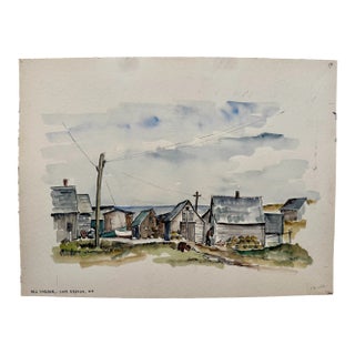Henry Emil Salloch Original Watercolor on Paper Neil Harbor, Cape Breton Ns. 1953. For Sale
