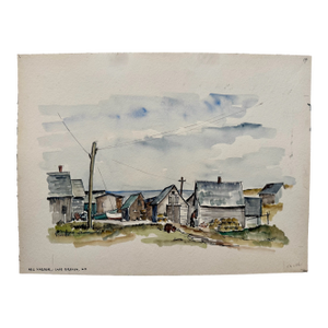 Henry Emil Salloch Original Watercolor on Paper Neil Harbor, Cape Breton Ns. 1953.