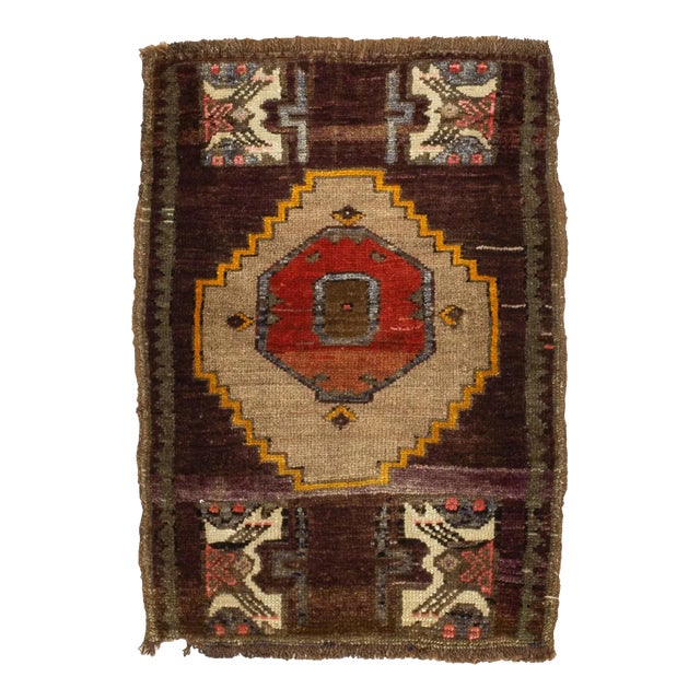 Vintage Mid Century Purple Rug For Sale