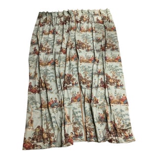 3 Pair Custom Designer Fabric Multi-Color Toile Drapery Panels / Curtains / Drapes For Sale