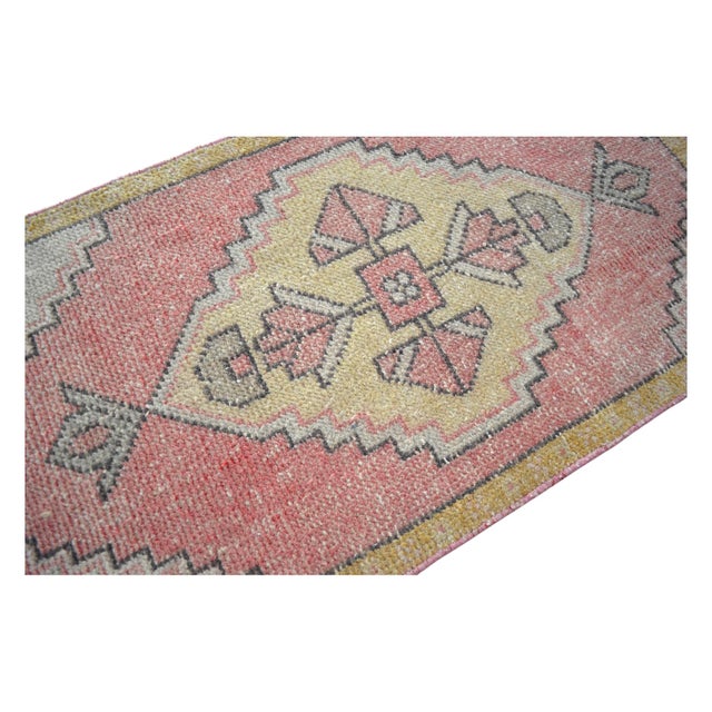 Vintage Hand Knotted Small Turkish Rug Boho-Chic Entry Decor Door Mat - 1′9″ × 3′3″ For Sale - Image 9 of 11
