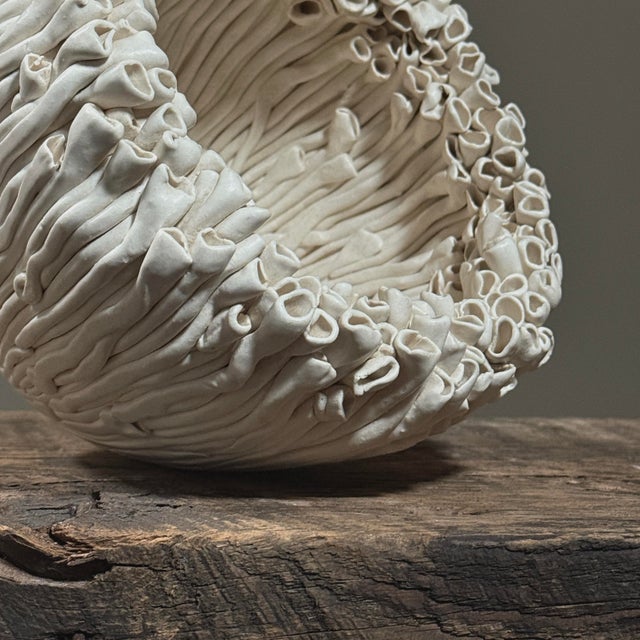 Vintage Surrealist Biomorphic Anemone Glazed White Ceramic Vase by Hannelore Fasciszewski (German, 1928–2024), Signed For Sale - Image 9 of 11