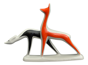 Vintage Porcelain Deer Figurine by Levon Agadzhanyan for Riga Porcelain, 1963