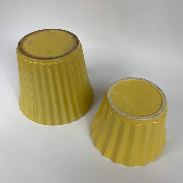 Ceramic Mid-Century Yellow Ceramic Planters - Set of 2 For Sale - Image 7 of 8