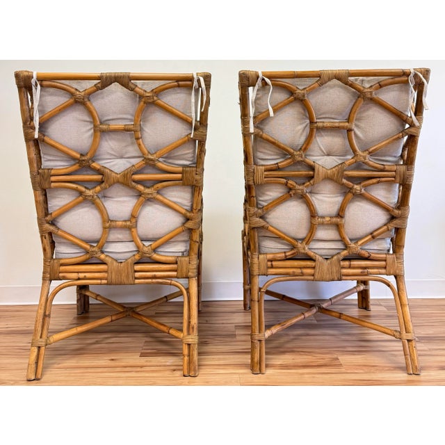 Early 21st Century Rattan Fretwork Wingback Chair - Price Per Chair For Sale - Image 5 of 13