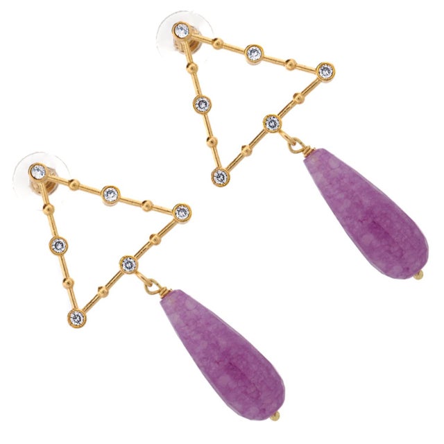 Divine Energy Amethyst & Diamond Drop Earrings, A Pair For Sale In Miami - Image 6 of 8