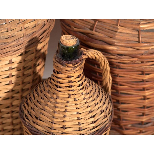 Antique Glass and Wicker Demijohns, 1920s Set of 3 For Sale - Image 3 of 9