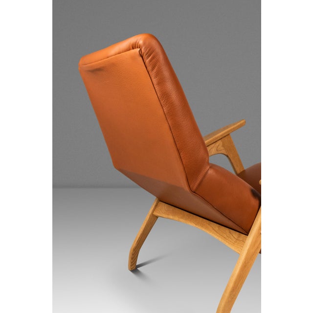 Rare Mid-Century Modern Sculptural Lounge Chair & Ottoman in Oak & Italian Leather in the Manner of Adrian Pearsall, Usa, C. 1960s For Sale - Image 15 of 18