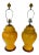 Mid Century Marigold Yellow Ginger Jar Lamps With Matching Finials - a Pair For Sale