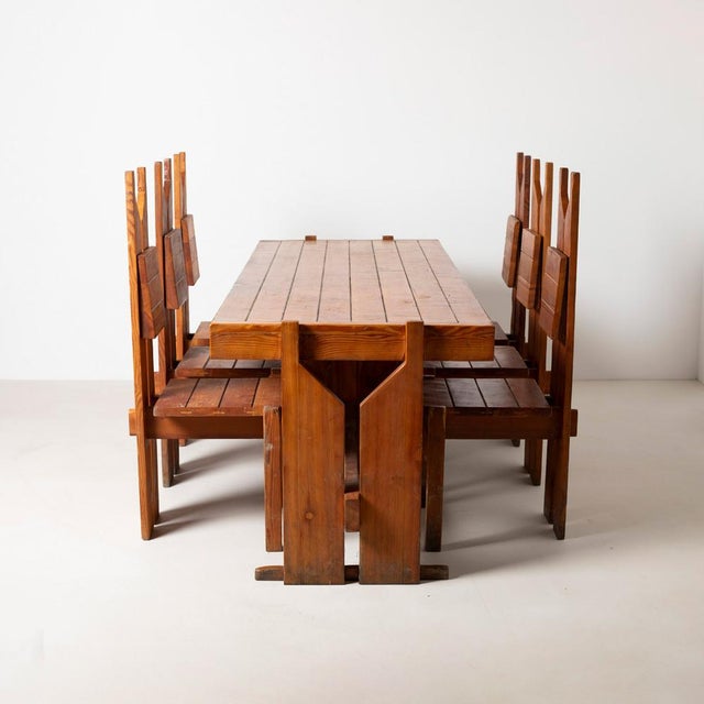Vintage Brutalist Dining Chairs in Pine, Czechoslovakia, 1970s, Set of 6 For Sale - Image 11 of 15