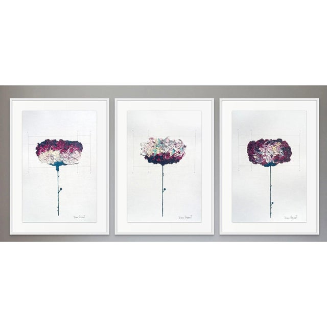 Purple Set of 3 - Organic Modern Botanical Oil Paintings — Diane Grant For Sale - Image 8 of 9