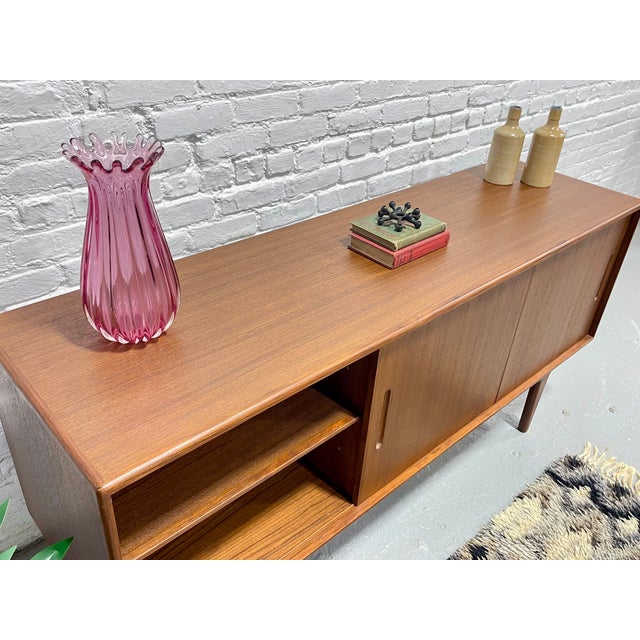 Wood 1960s Mid Century Modern Styled Teak Credenza | Scandinavian Media Console | Handmade Reclaimed Sideboard For Sale - Image 7 of 15