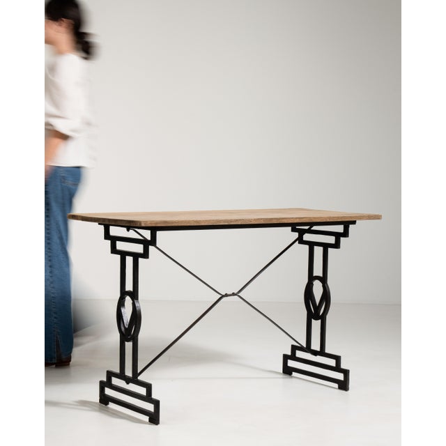 French Cast Iron Bistro Table with Oak Top, Antique, France, 20th Century For Sale - Image 3 of 18
