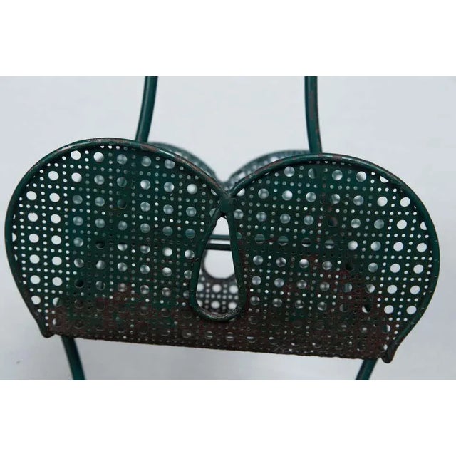 Mathieu Matégot Black Metal Two-Tier Magazine Rack For Sale In New York - Image 6 of 11