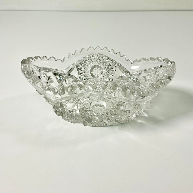 American Late 1800s Antique Boho Chic Hollywood Regency American Brilliant Cut Deep Relish Serving Dish For Sale - Image 3 of 11