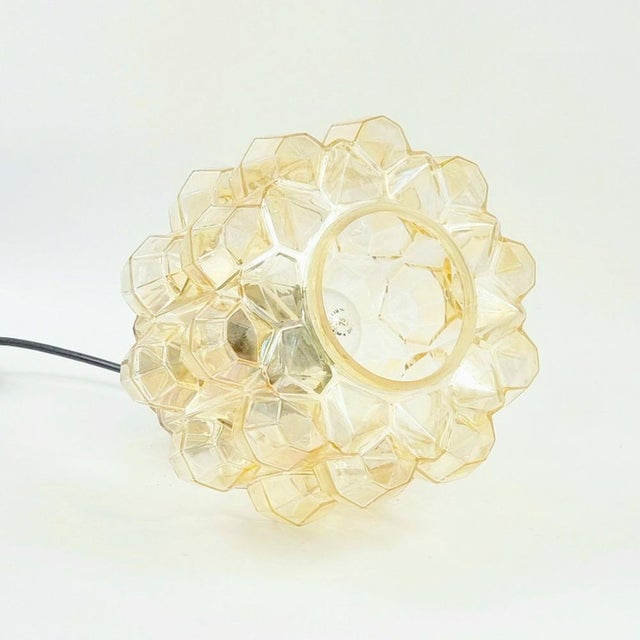 Mid-Century Modern Amber Diamond Glass and Brass Pendant Light by Helena Tynell for Limburg, Germany, 1960s For Sale - Image 9 of 11
