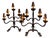Large Wrought Iron Candelabra Table Lamps with Copper Shades, 1950s, Set of 2 For Sale