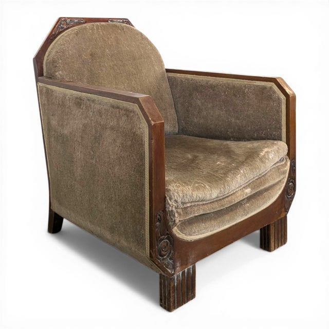 Art Deco Mahogany Lounge Chair For Sale