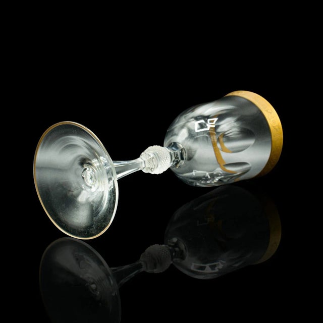 Glass 1920s Set of 4 Antique French Glass Wine Glasses For Sale - Image 7 of 13