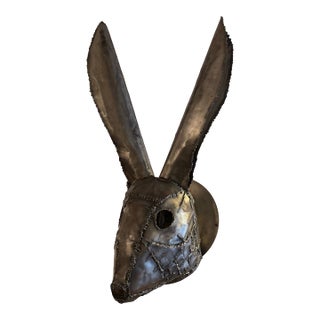 Circa 1997 Metal Hare Wall Sculpture For Sale