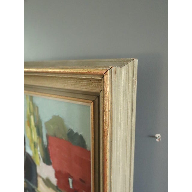 Mid 20th Century Mid-Century Modern 'The Net Menders' Vintage Original Figurative Coastal Landscape Oil Painting, Framed For Sale - Image 5 of 11