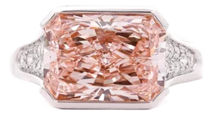 5.54 Carat Fancy Intense Pink Lab Grown Diamond Half Bezel Ring, Size 7