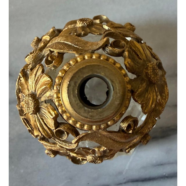 Mid-Century Hollywood Regency Matson 24k Gold-Plated Floral Perfume Bottle For Sale - Image 4 of 7