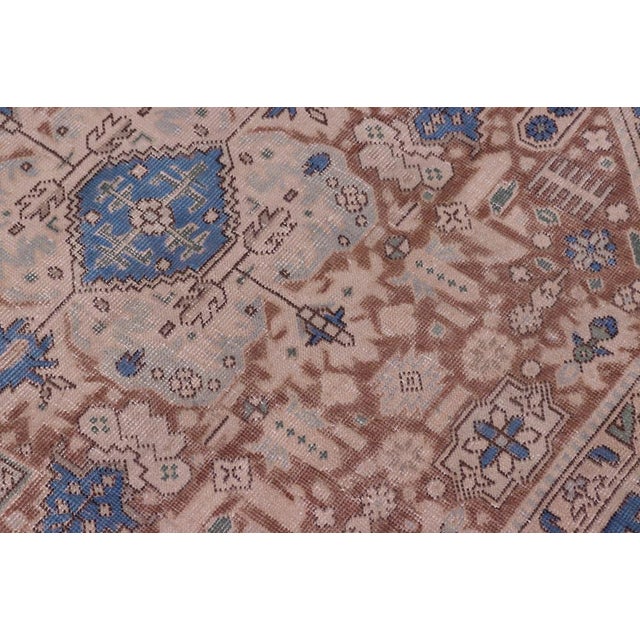 Boho Chic 1990's Vintage Blue/Brown Wool Rug - 8'0'' X 11'2'' For Sale - Image 4 of 10