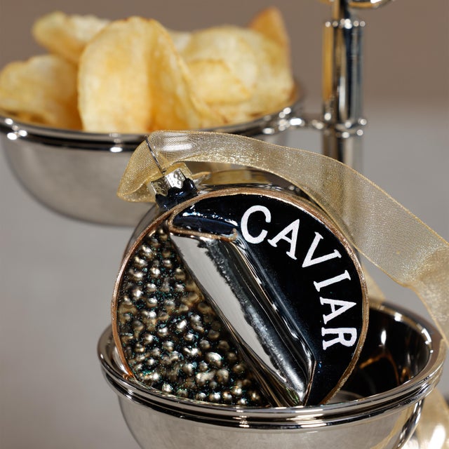 Contemporary Caviar Box Holiday Ornaments, Set of 6 For Sale - Image 3 of 3