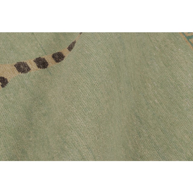 Textile Rug & Kilim’s Distressed Tiger Rug in Green With Beige and Brown Pictorial For Sale - Image 7 of 10