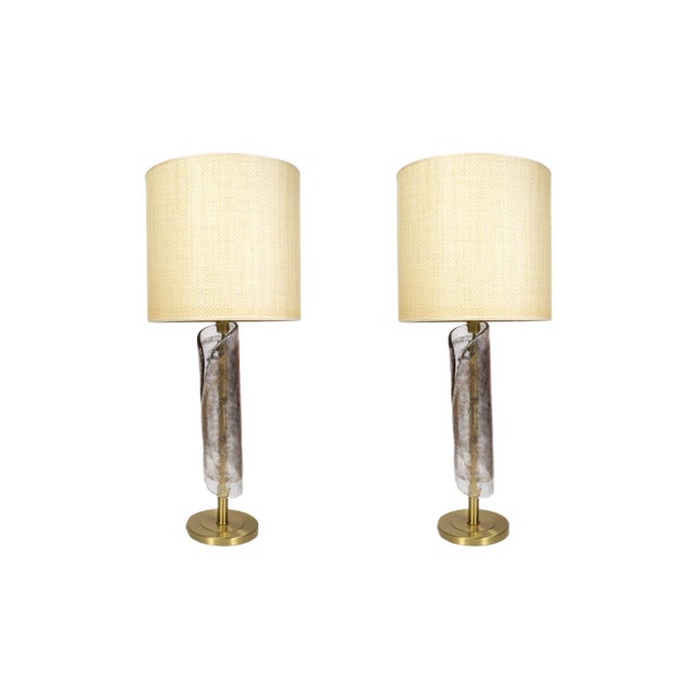 Murano Glass Floor Lamps in the Style of Gino Cenedese, 1980s, Set of 2 For Sale