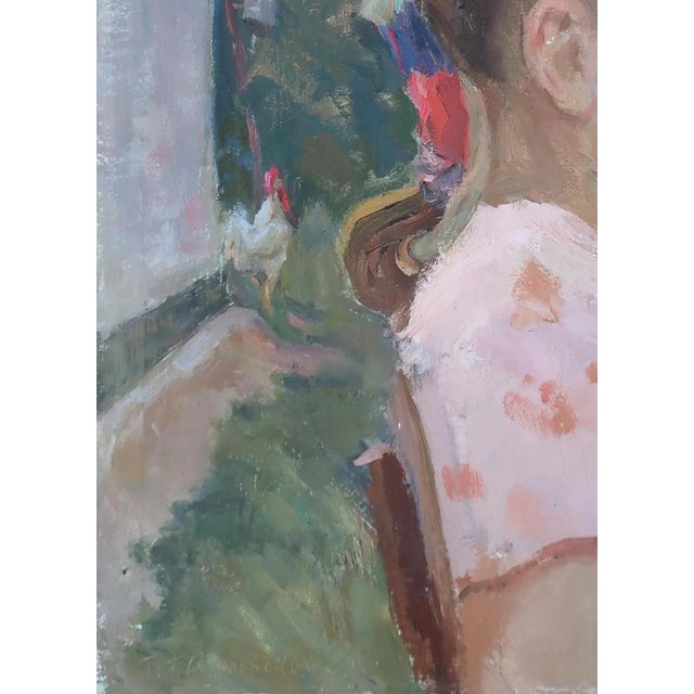1980s Vintage Child Portrait Oil Painting, Ukrainian Artist, 1989 55-40 For Sale - Image 5 of 6