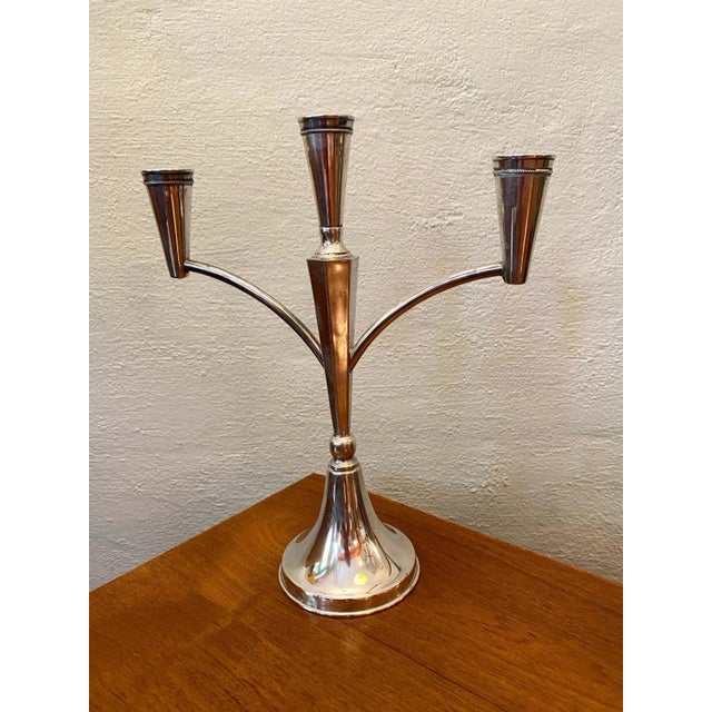 1960s Sterling Silver 3 Arm Candlabra For Sale - Image 5 of 12