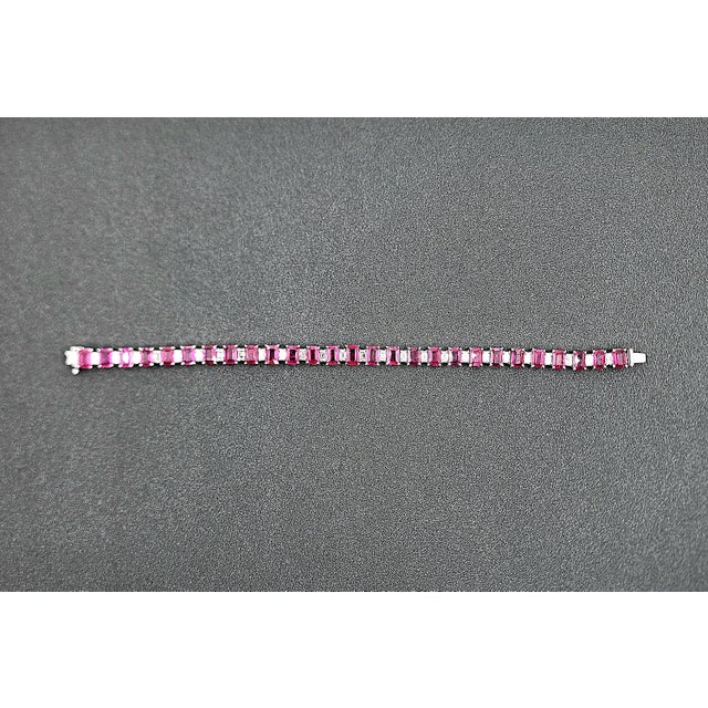 Metal 18.95 Ct Natural Burma Ruby & Diamond Bracelet For Sale - Image 7 of 8