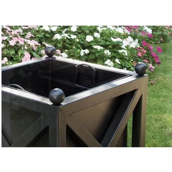 English Black Metal Paris Square Planter For Sale - Image 3 of 3